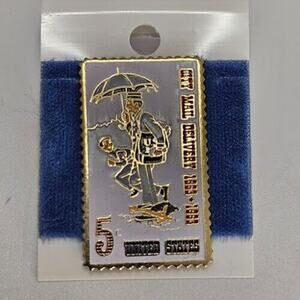 Vintage USPS 5 Cent Stamp Enamel-City Mail Delivery 1863-1963 Lapel Pin